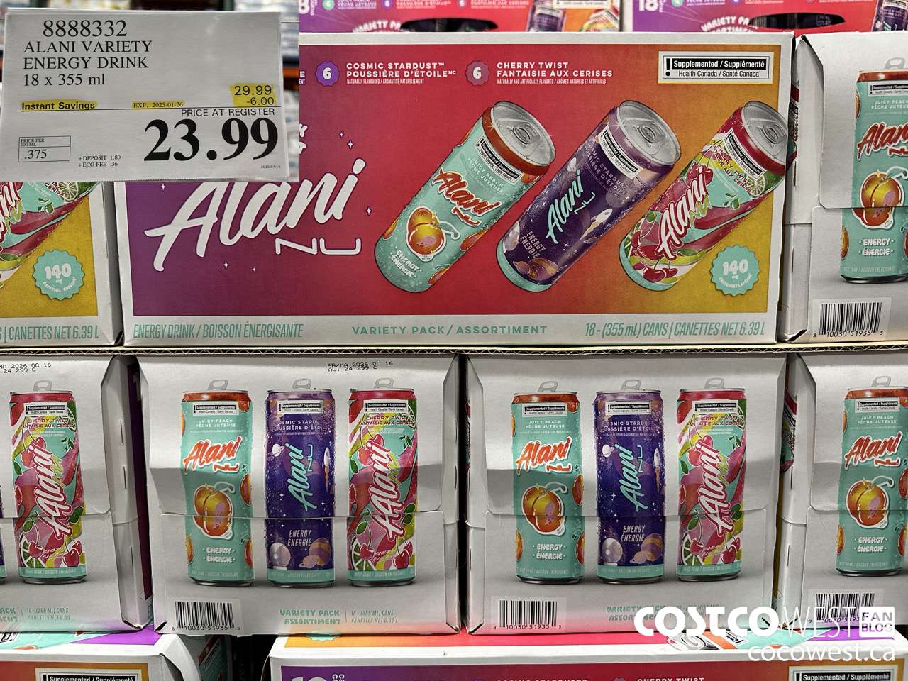 8888332 ALANI VARIETY ENERGY DRINK 1 X 244ML ($6.00 INSTANT SAVINGS EXPIRES ON 2025-01-26) $23.99