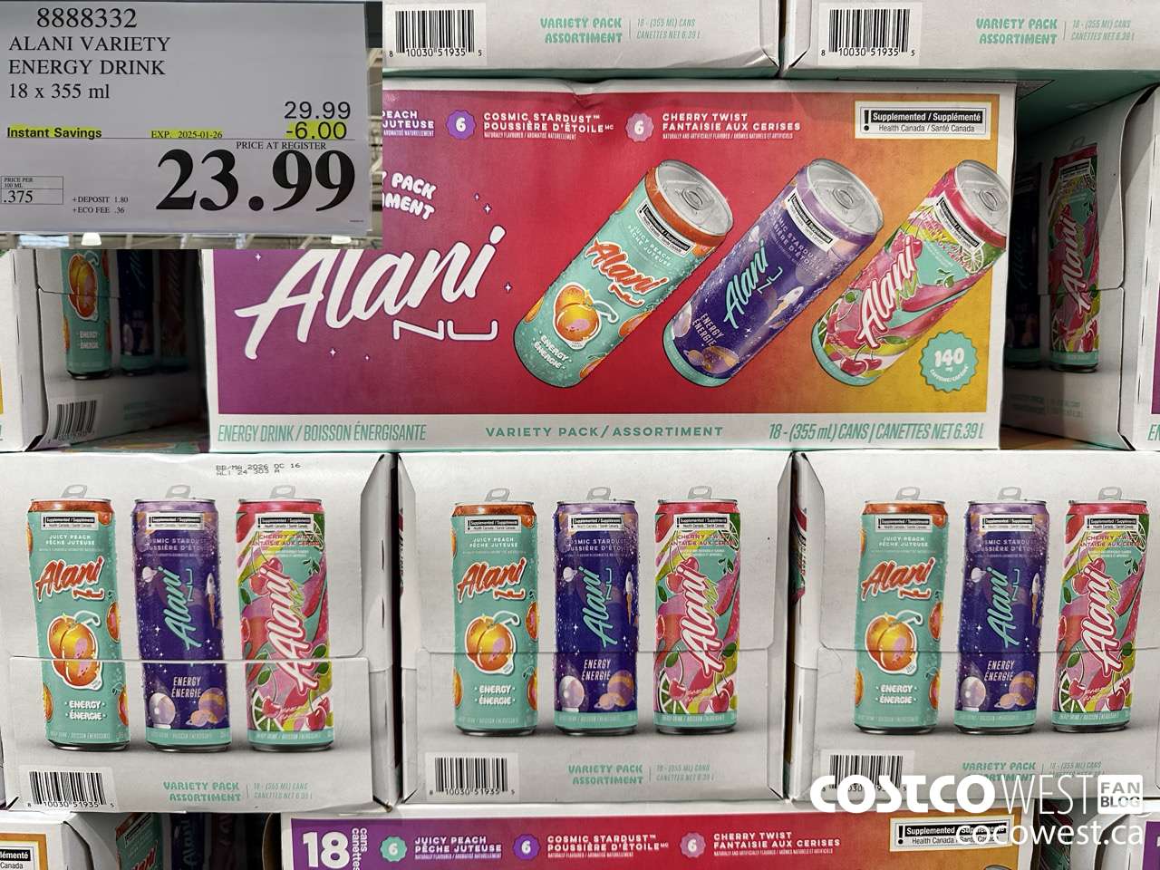 8888332 ALANI VARIETY ENERGY DRINK 1 X 244ML ($6.00 INSTANT SAVINGS EXPIRES ON 2025-01-26) $23.99