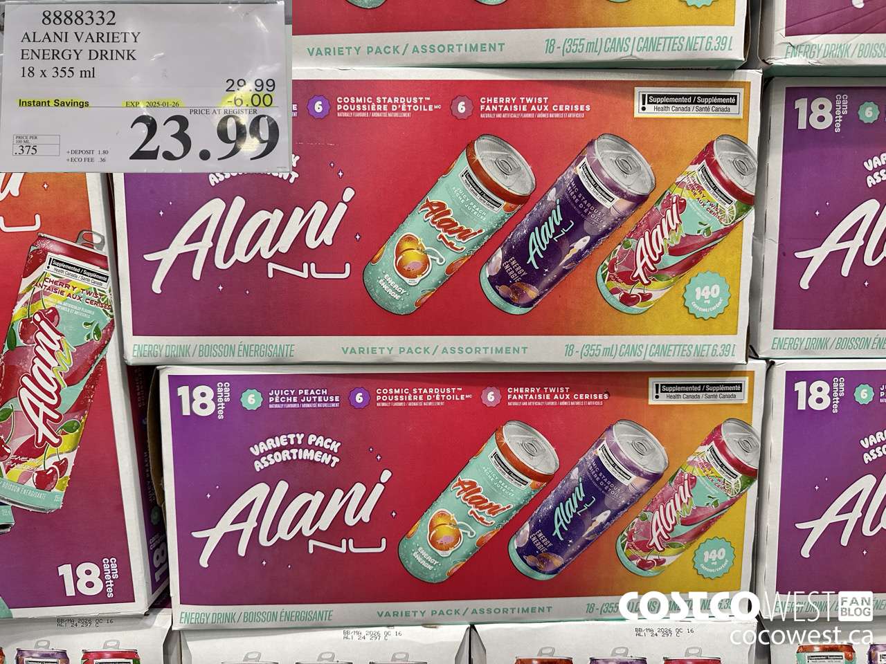 8888332 ALANI VARIETY ENERGY DRINK 1 X 244ML ($6.00 INSTANT SAVINGS EXPIRES ON 2025-01-26) $23.99