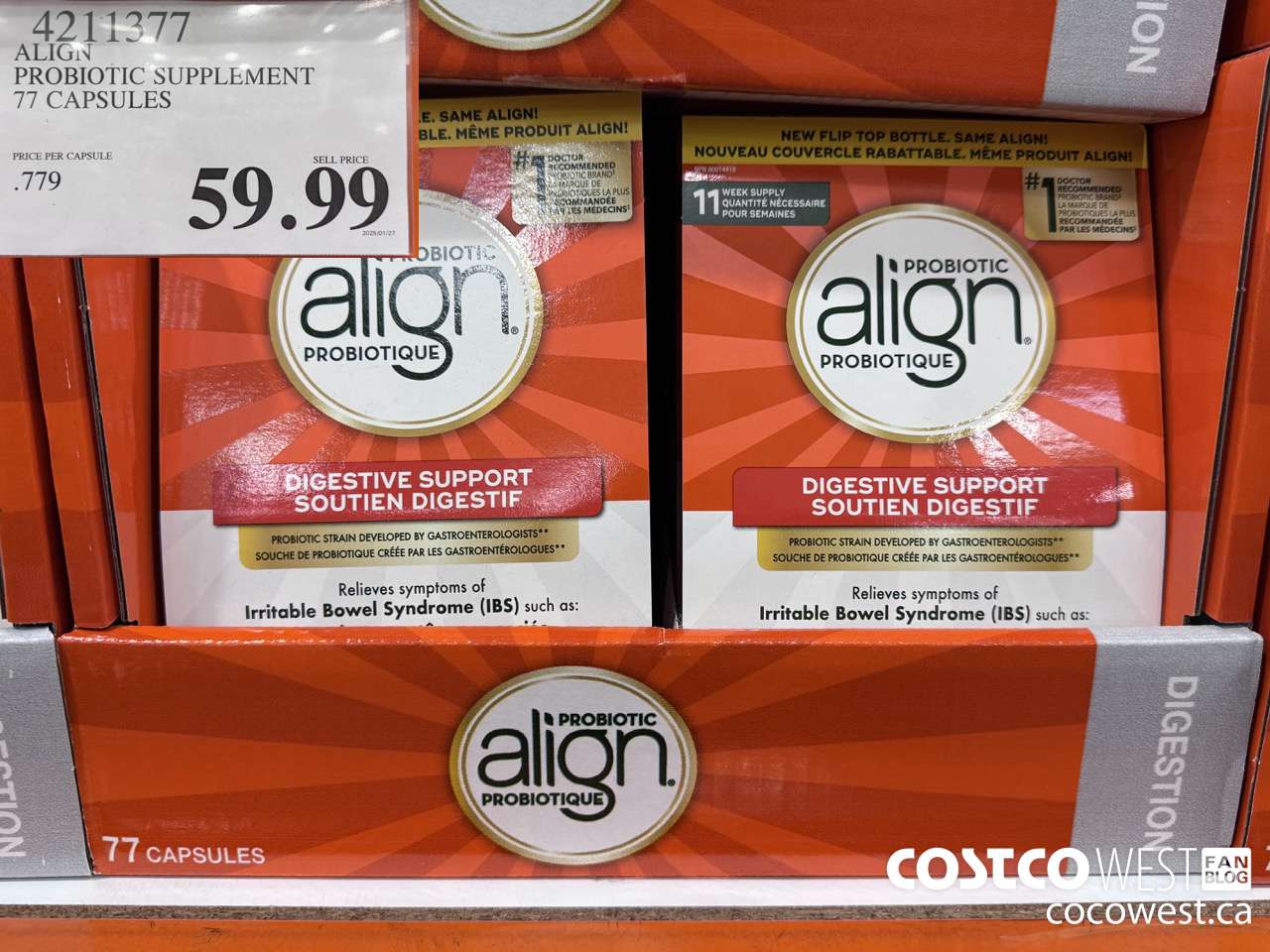 4211377 ALIGN PROBIOTIC SUPPLEMENT 77 CAPSULES $59.99