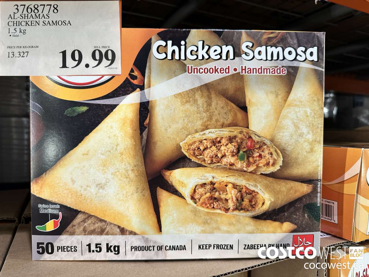 3768778 AL-SHAMAS CHICKEN SAMOSA 1.5 KG $19.99