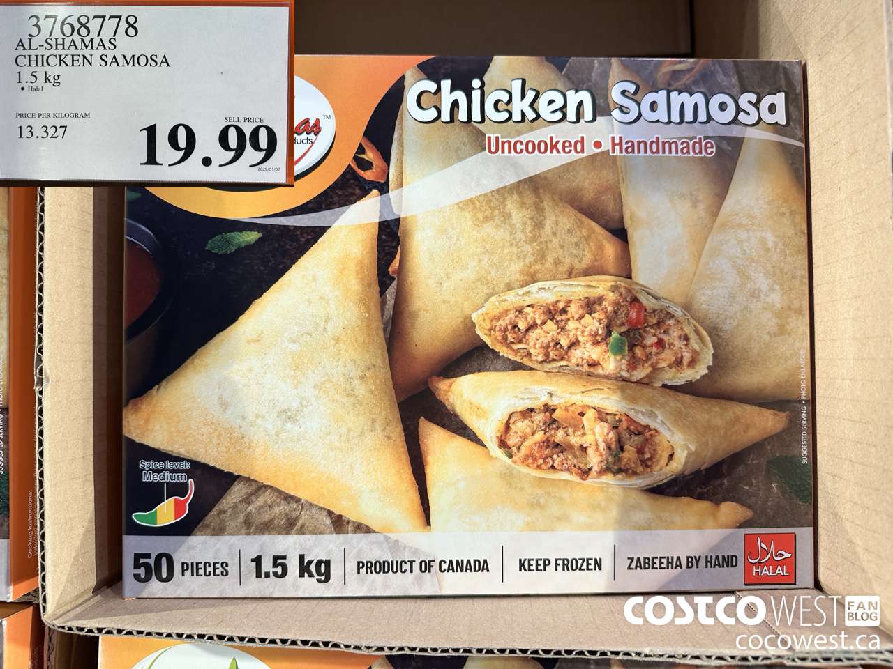 3768778 AL-SHAMAS CHICKEN SAMOSA 1.5 KG $19.99