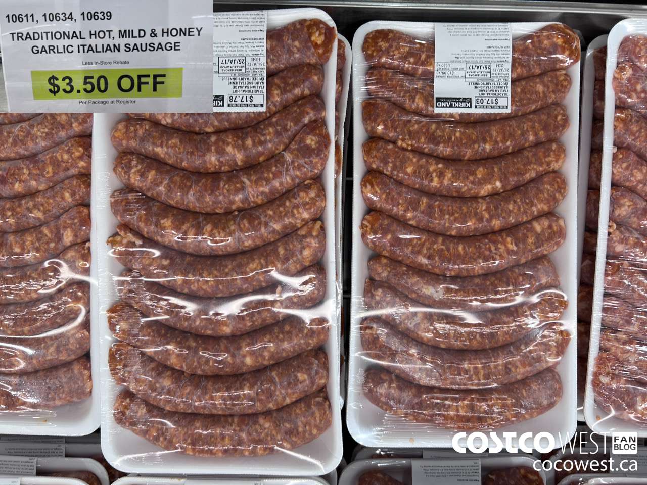 10611 (ALSO 10634, 10639) TRADITIONAL HOT, MILD & HONEY GARLIC ITALIAN SAUSAGE ($3.50 INSTANT SAVINGS)