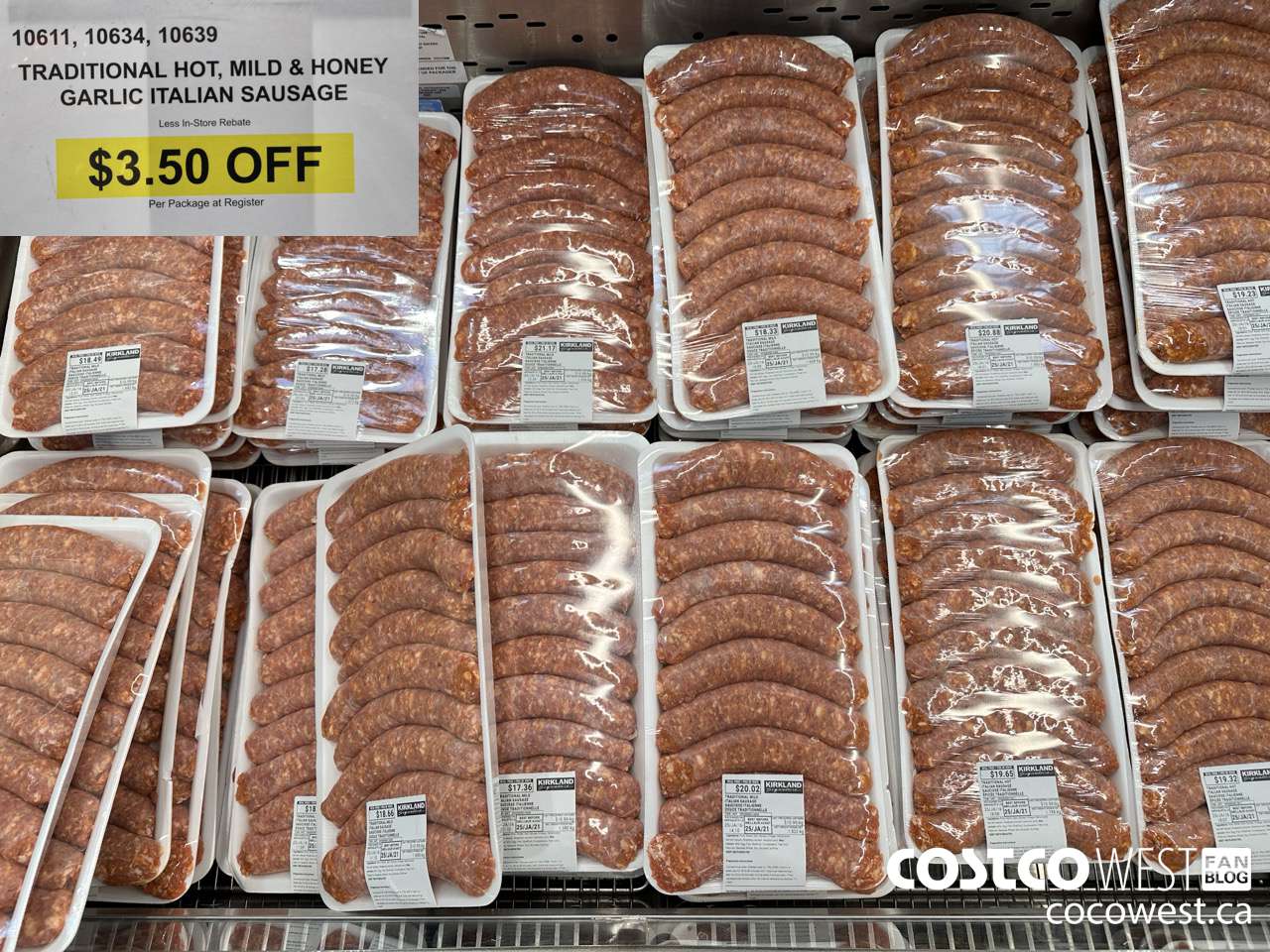 10611 (ALSO 10634, 10639) TRADITIONAL HOT, MILD & HONEY GARLIC ITALIAN SAUSAGE ($3.50 INSTANT SAVINGS)