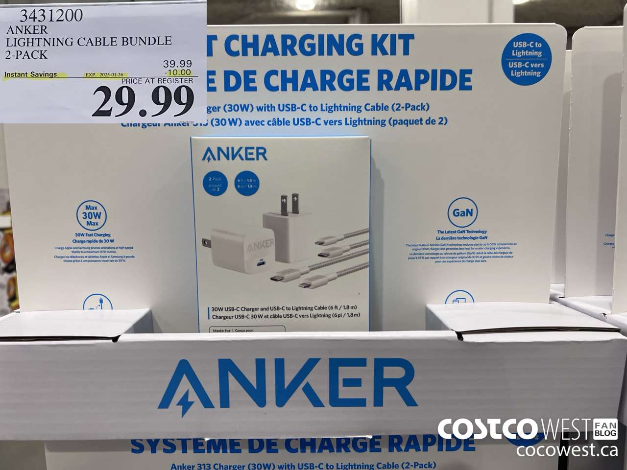 3431200 ANKER LIGHTNING CABLE BUNDLE 2-PACK ($10.00 INSTANT SAVINGS EXPIRES ON 2025-01-26) $29.99