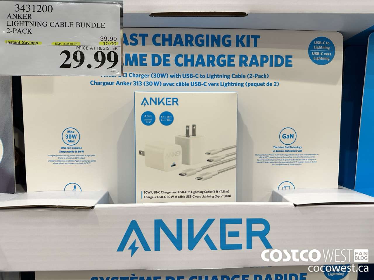 3431200 ANKER LIGHTNING CABLE BUNDLE 2-PACK ($10.00 INSTANT SAVINGS EXPIRES ON 2025-01-26) $29.99