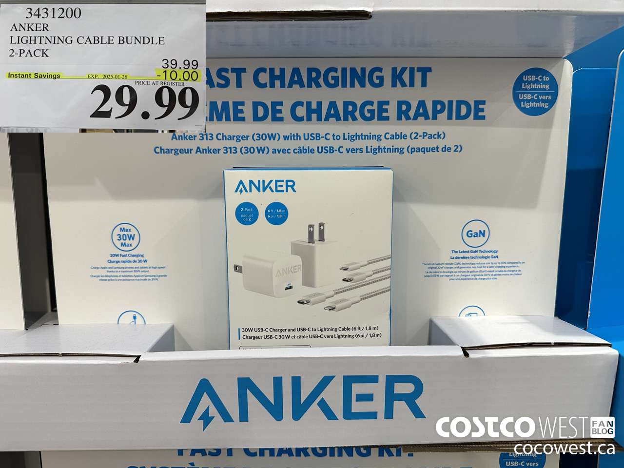 3431200 ANKER LIGHTNING CABLE BUNDLE 2-PACK ($10.00 INSTANT SAVINGS EXPIRES ON 2025-01-26) $29.99