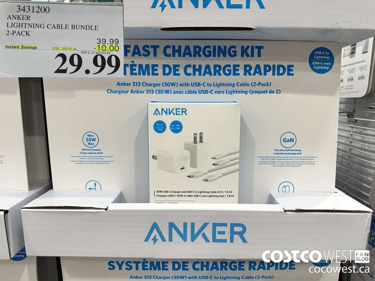 3431200 ANKER LIGHTNING CABLE BUNDLE 2-PACK ($10.00 INSTANT SAVINGS EXPIRES ON 2025-01-26) $29.99