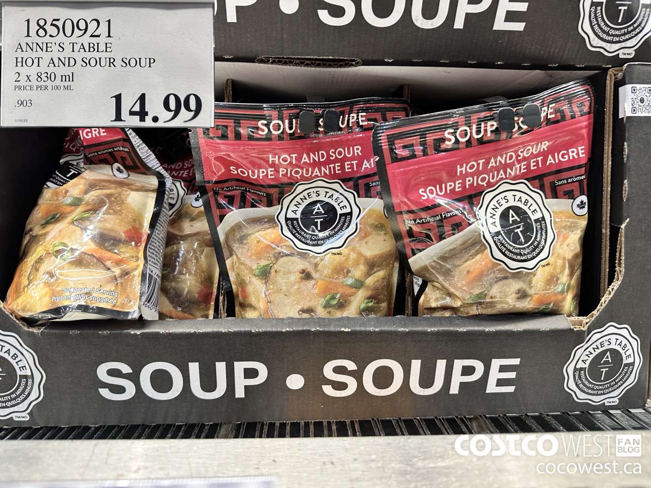 1850921 ANNE'S TABLE HOT AND SOUR SOUP 2 X 830ML $14.99