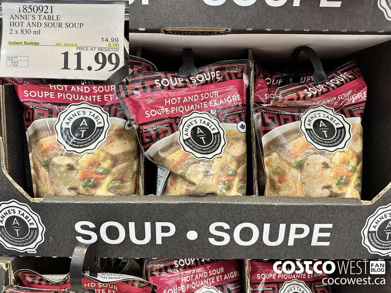 1850921 ANNE'S TABLE HOT AND SOUR SOUP 2 X 830ML ($3.00 INSTANT SAVINGS EXPIRES ON 2025-02-02) $11.99
