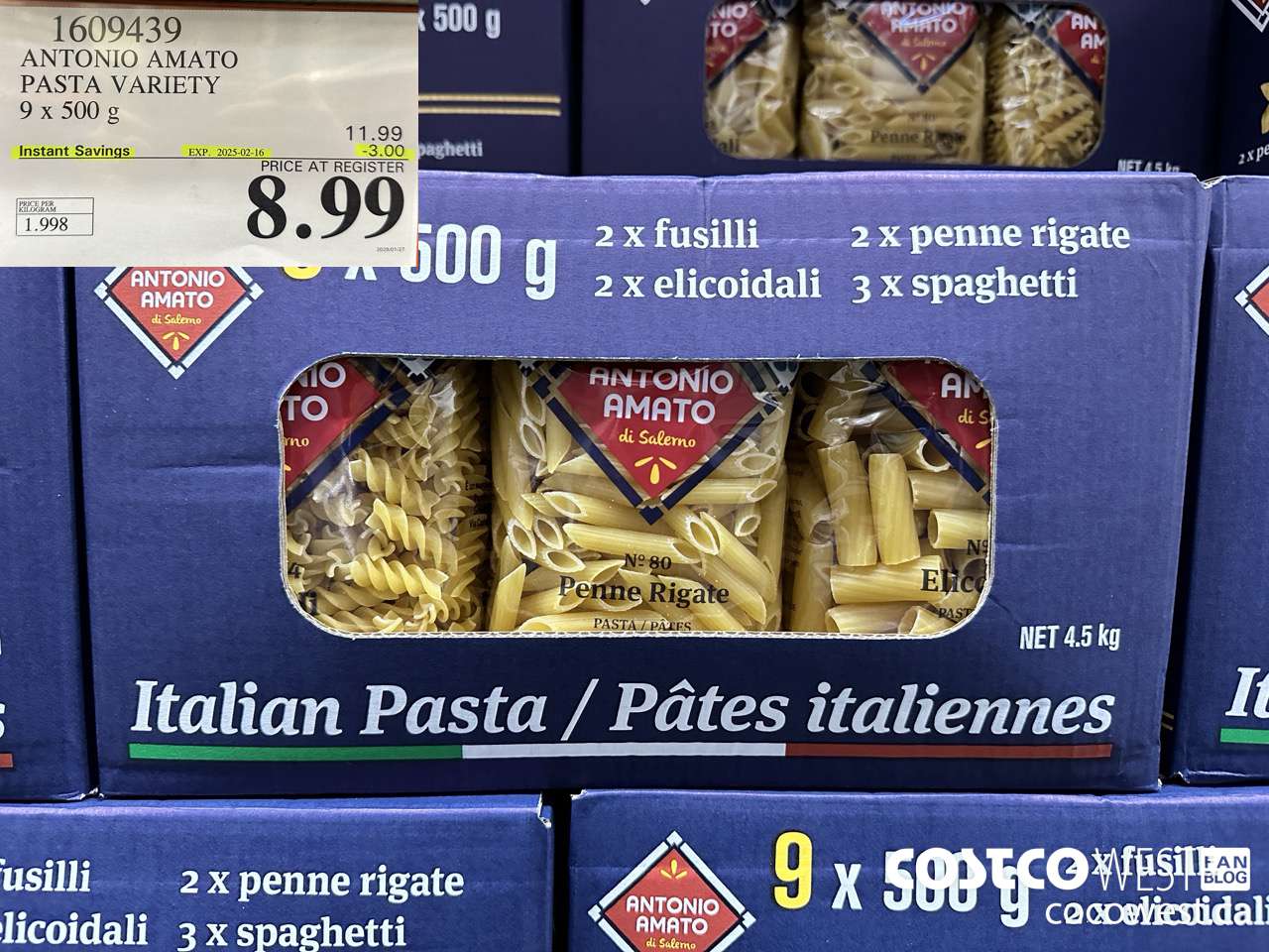 1609439 ANTONIO AMATO ASSORTED PASTA 9 X 500 G ($3.00 INSTANT SAVINGS EXPIRES ON 2025-02-16) $8.99