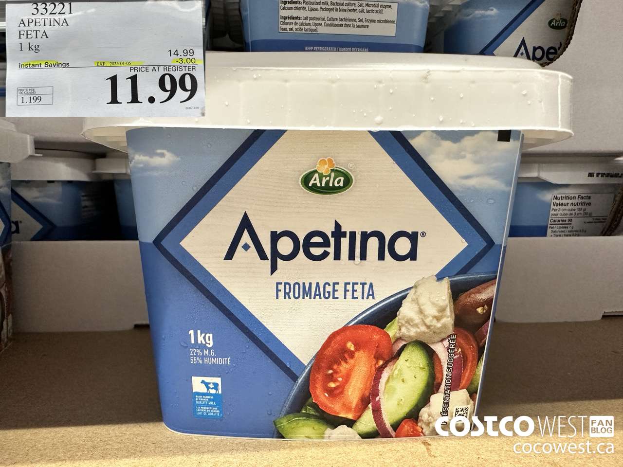 33221 APETINA FETA 1kg ($3.00 INSTANT SAVINGS EXPIRES ON 2025-01-05) $11.99
