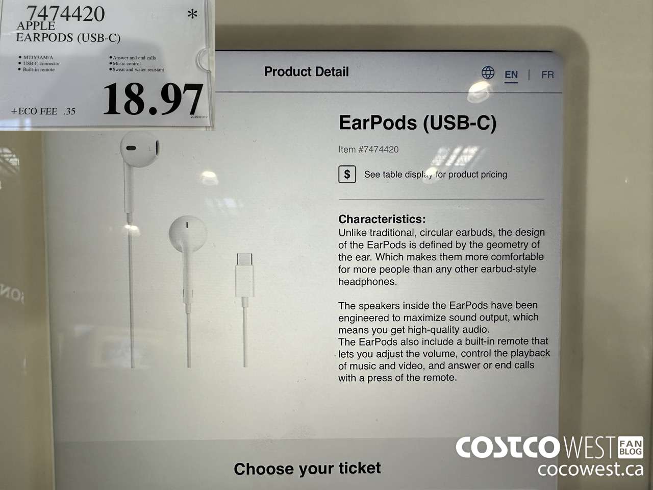 7474420 APPLE EARPODS (USB-C) $18.97