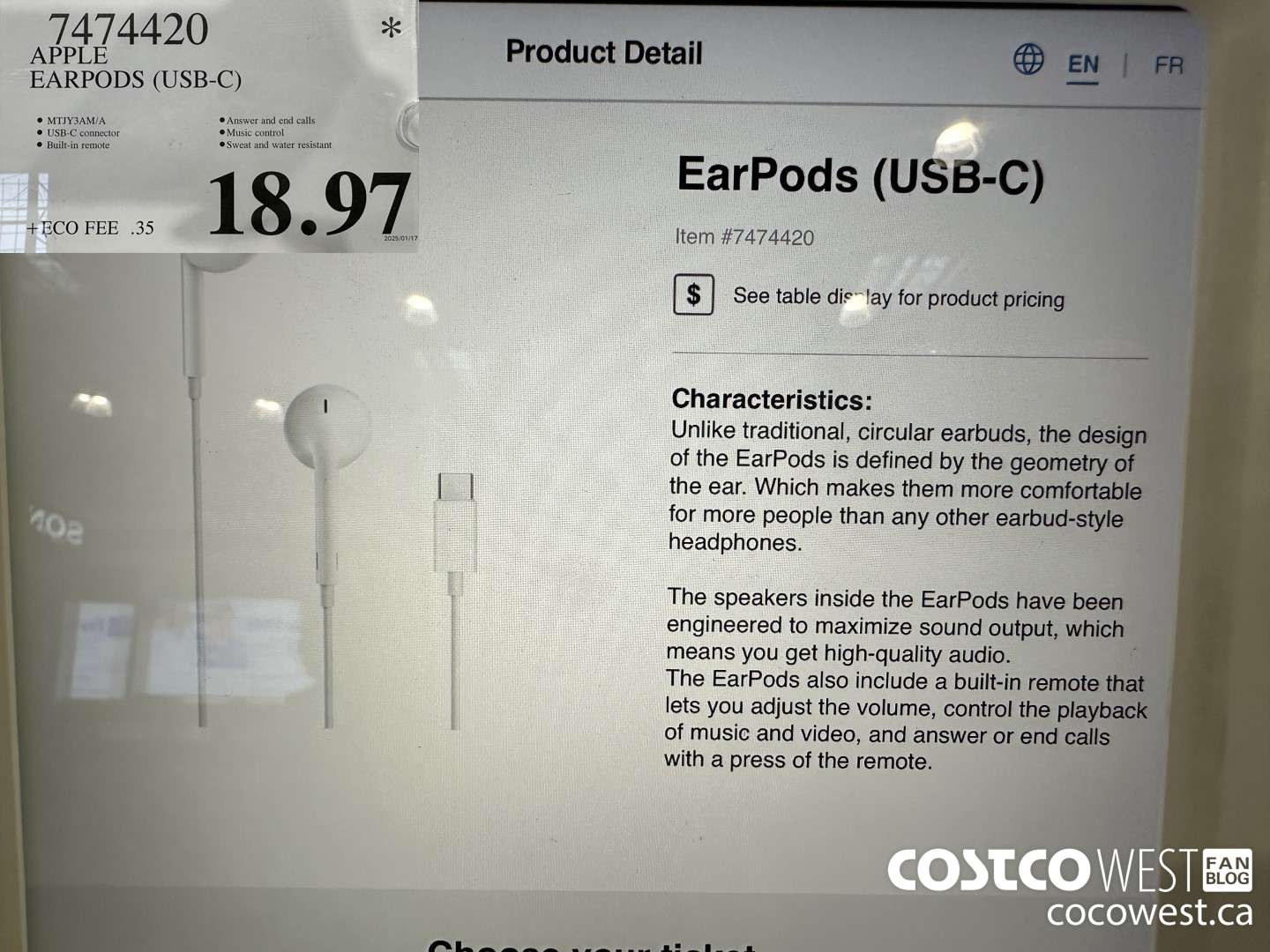 7474420 APPLE EARPODS (USB-C) $18.97