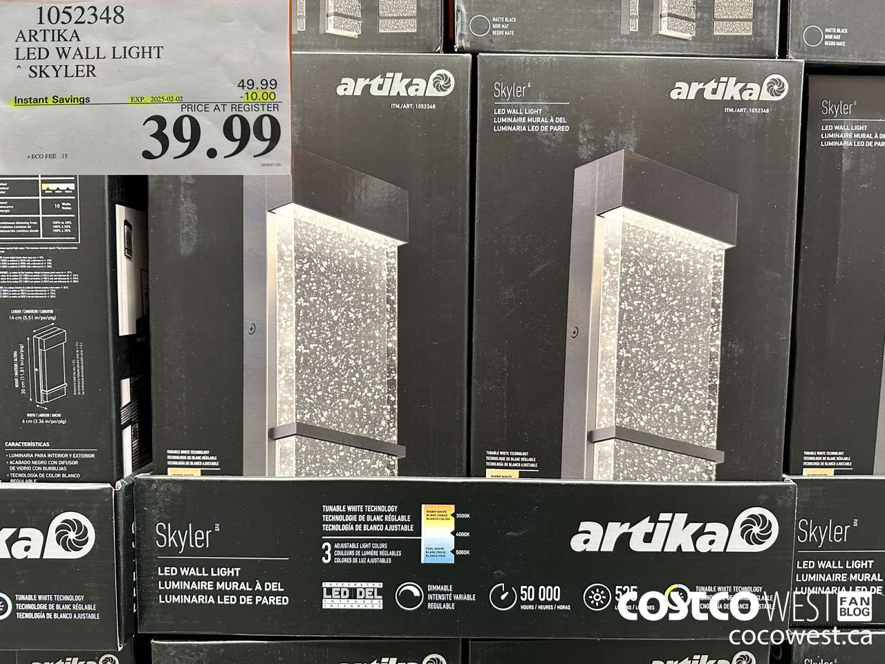 1052348 ARTIKA LED WALL LIGHT SKYLER ($10.00 INSTANT SAVINGS EXPIRES ON 2025-02-02) $39.99