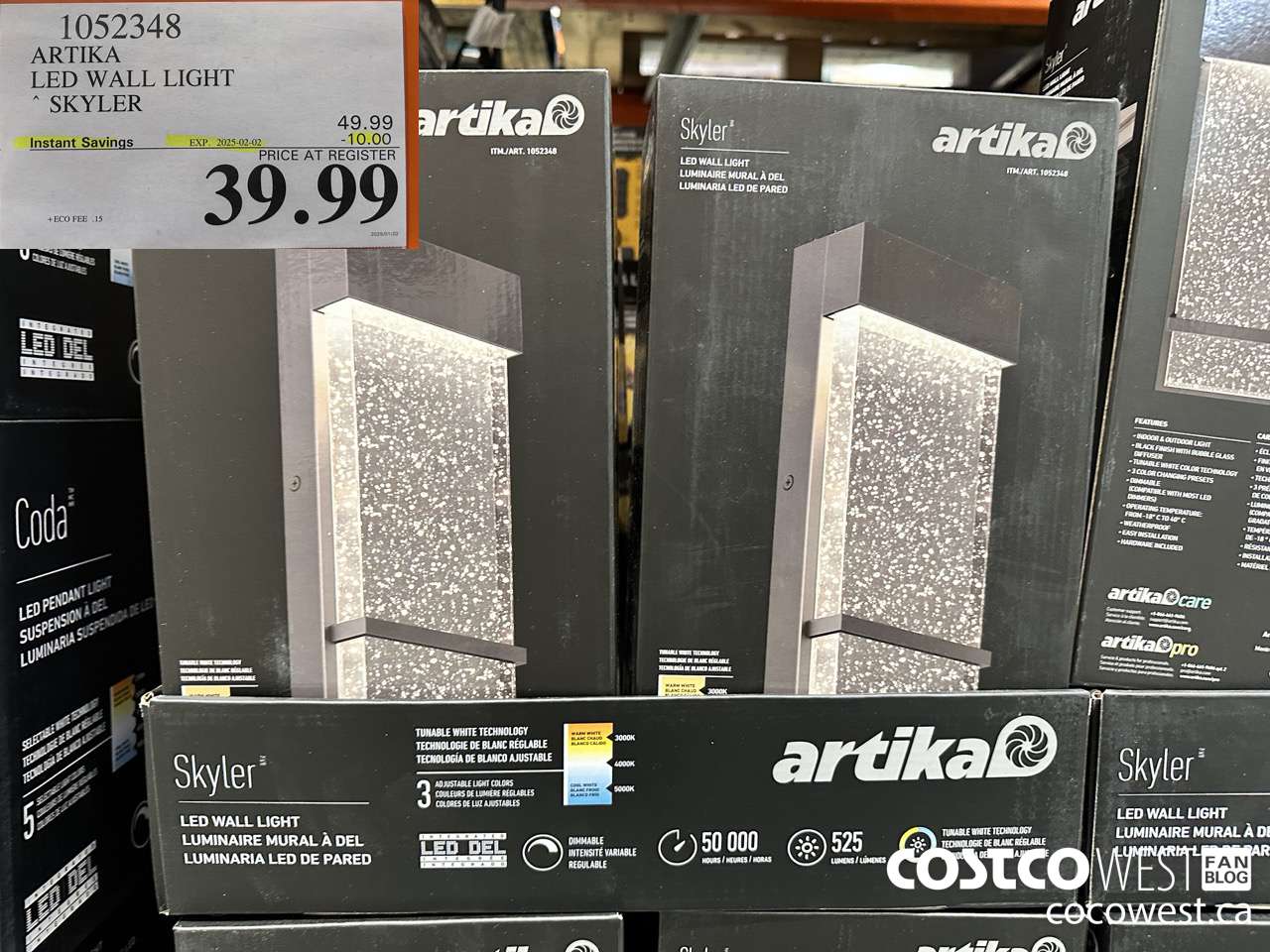 1052348 ARTIKA LED WALL LIGHT SKYLER ($10.00 INSTANT SAVINGS EXPIRES ON 2025-02-02) $39.99