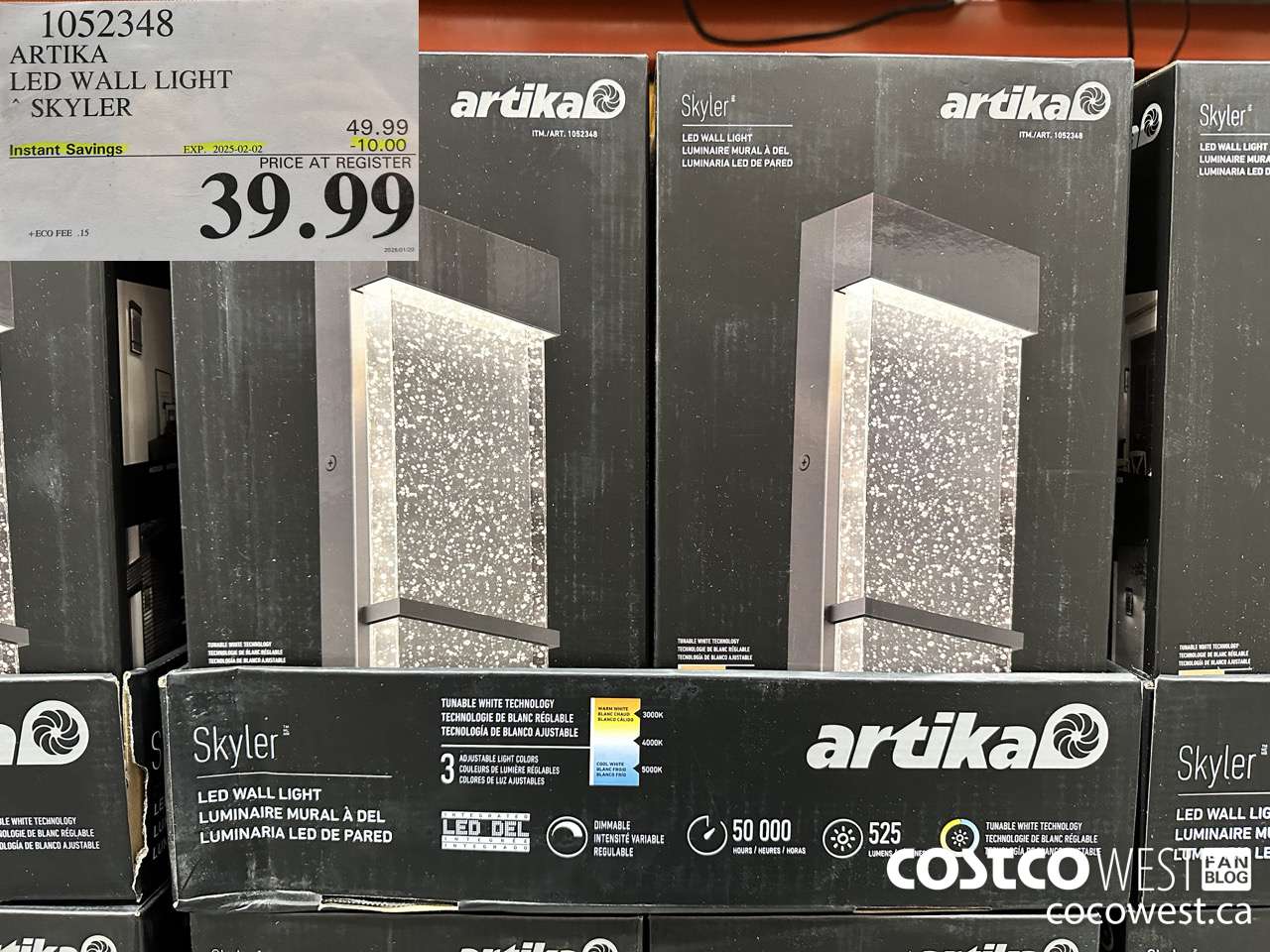 1052348 ARTIKA LED WALL LIGHT SKYLER ($10.00 INSTANT SAVINGS EXPIRES ON 2025-02-02) $39.99