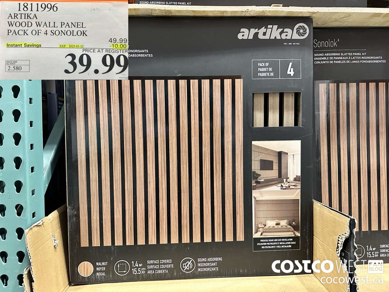 1811996 ARTIKA WOOD WALL PANEL PACK OF 4 SONOLOK ($10.00 INSTANT SAVINGS EXPIRES ON 2025-01-12) $39.99