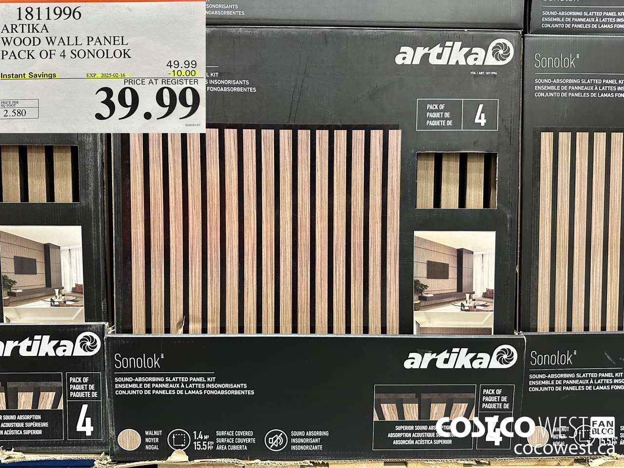 1811996 ARTIKA WOOD WALL PANEL PACK OF 4 SONOLOK ($10.00 INSTANT SAVINGS EXPIRES ON 2025-02-16) $39.99