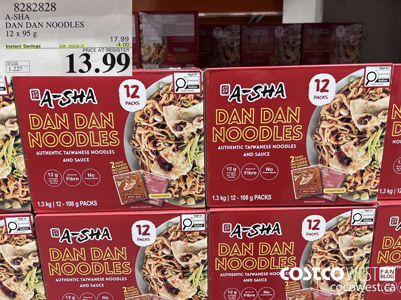 8282828 A-SHA DAN DAN NOODLES 12 X 95G ($4.00 INSTANT SAVINGS EXPIRES ON 2025-01-19) $12.99