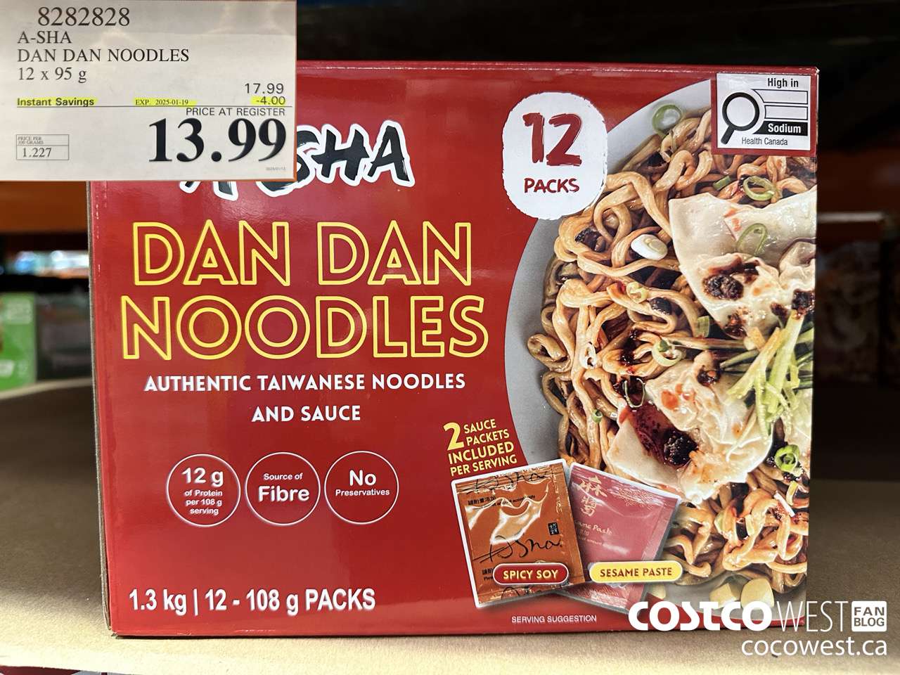 8282828 A-SHA DAN DAN NOODLES 12 X 95G ($4.00 INSTANT SAVINGS EXPIRES ON 2025-01-19) $12.99