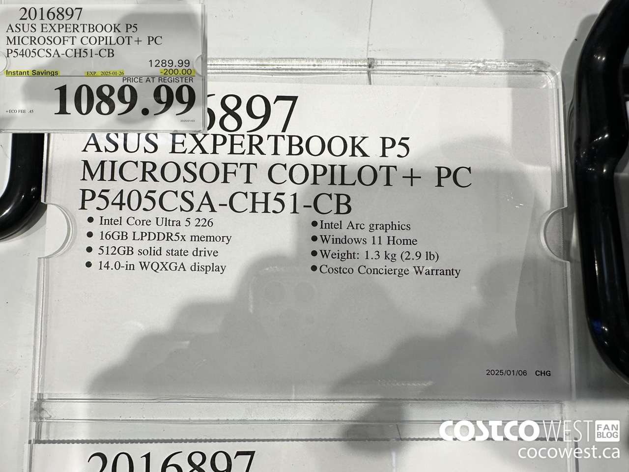 2016897 ASUS EXPERTBOOK P5 MICROSOFT COPILOT + PC P5405CSA-CH51-CB ($200.00 INSTANT SAVINGS EXPIRES ON 2025-01-26) $1089.99