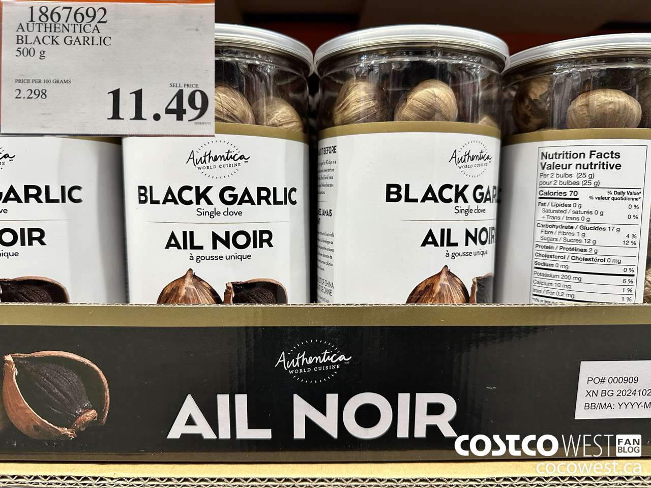 1867692 AUTHENTICA BLACK GARLIC 500G $11.49