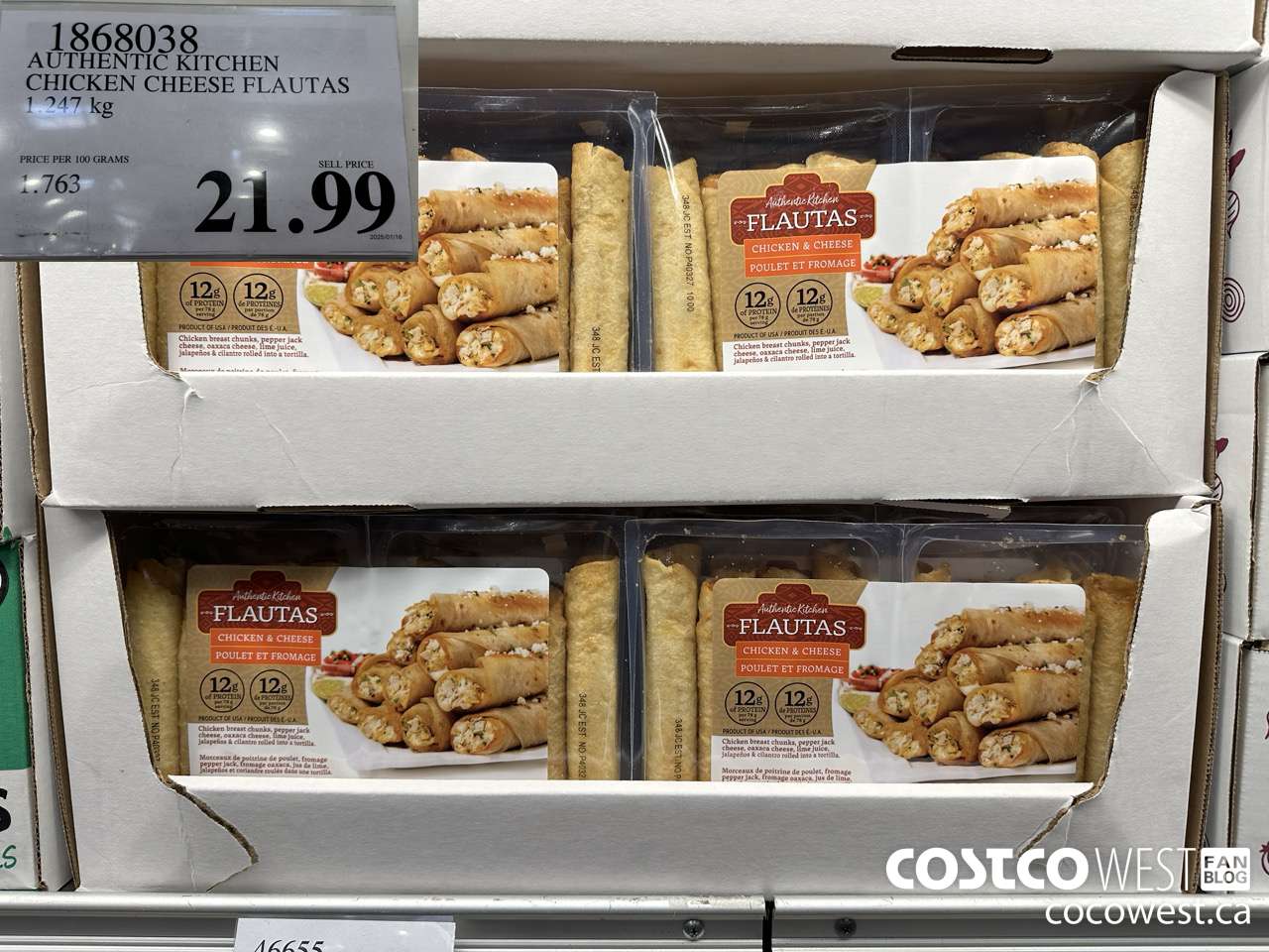 1868038 AUTHENTIC KITCHEN CHICKEN CHEESE FLAUTAS 1.247KG $21.99