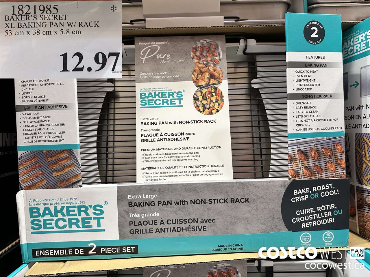 1821985 BAKER'S SECRET XL BAKING PAN W/ RACK 53CM X 38CM X 5.8CM $12.97