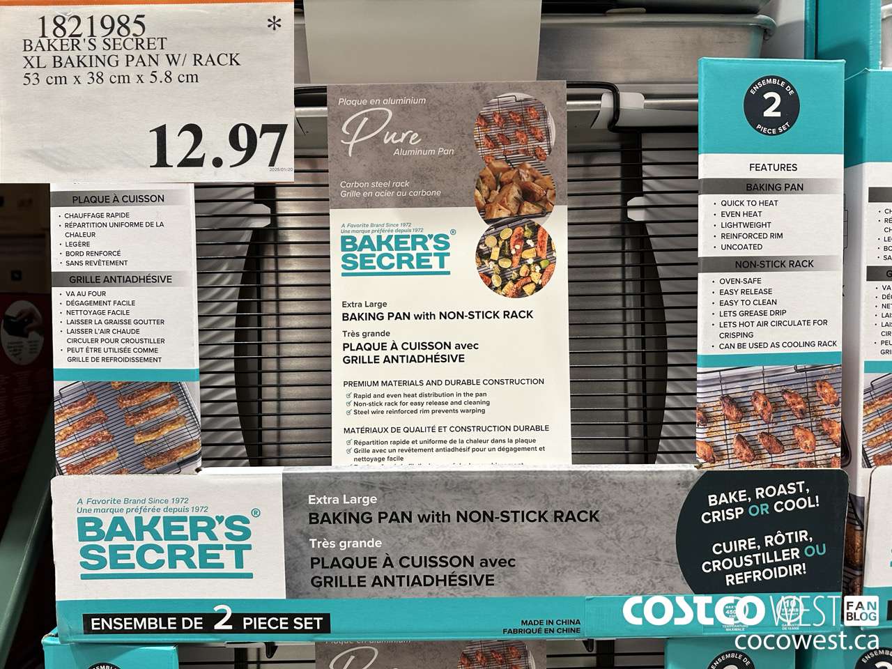 1821985 BAKER'S SECRET XL BAKING PAN W/ RACK 53CM X 38CM X 5.8CM $12.97