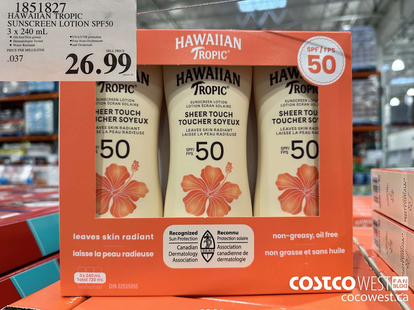 1851827 BANANA BOAT HAWAIIAN TROPIC SPF 50 3 X 240ML $26.99