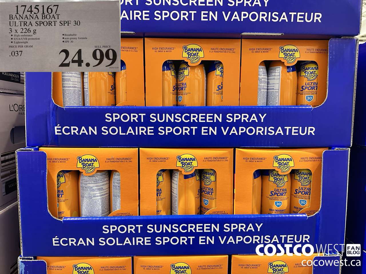 1745167 BANANA BOAT ULTRA SPORT SPF 30 3 X 226 G $24.99