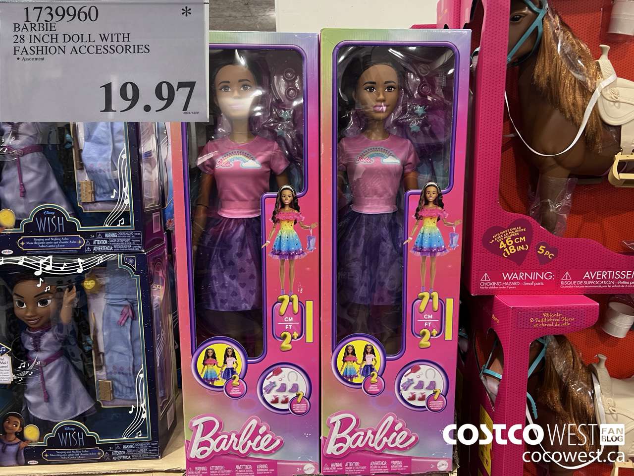 1739960 BARBIE 28 INCH DOLL WITH FASHION ACCESSORIES $19.97