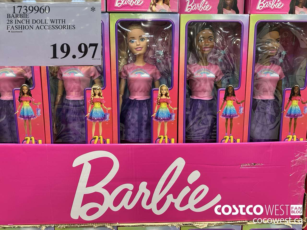 1739960 BARBIE 28 INCH DOLL WITH FASHION ACCESSORIES $19.97