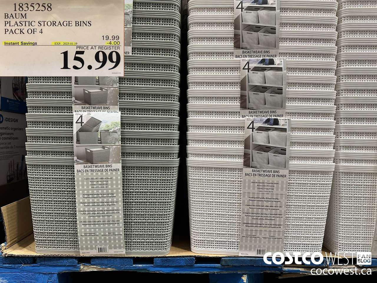 1835258 BAUM PLASTIC STORAGE BINS PACK OF 4 ($4.00 INSTANT SAVINGS EXPIRES ON 2025-01-19) $15.99