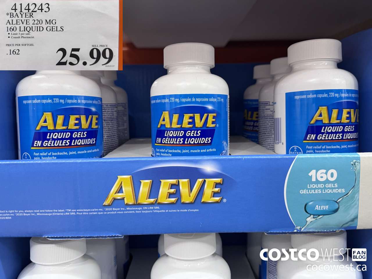 414243 BAYER ALEVE 220 MG 160 LIQUID GELS $25.99
