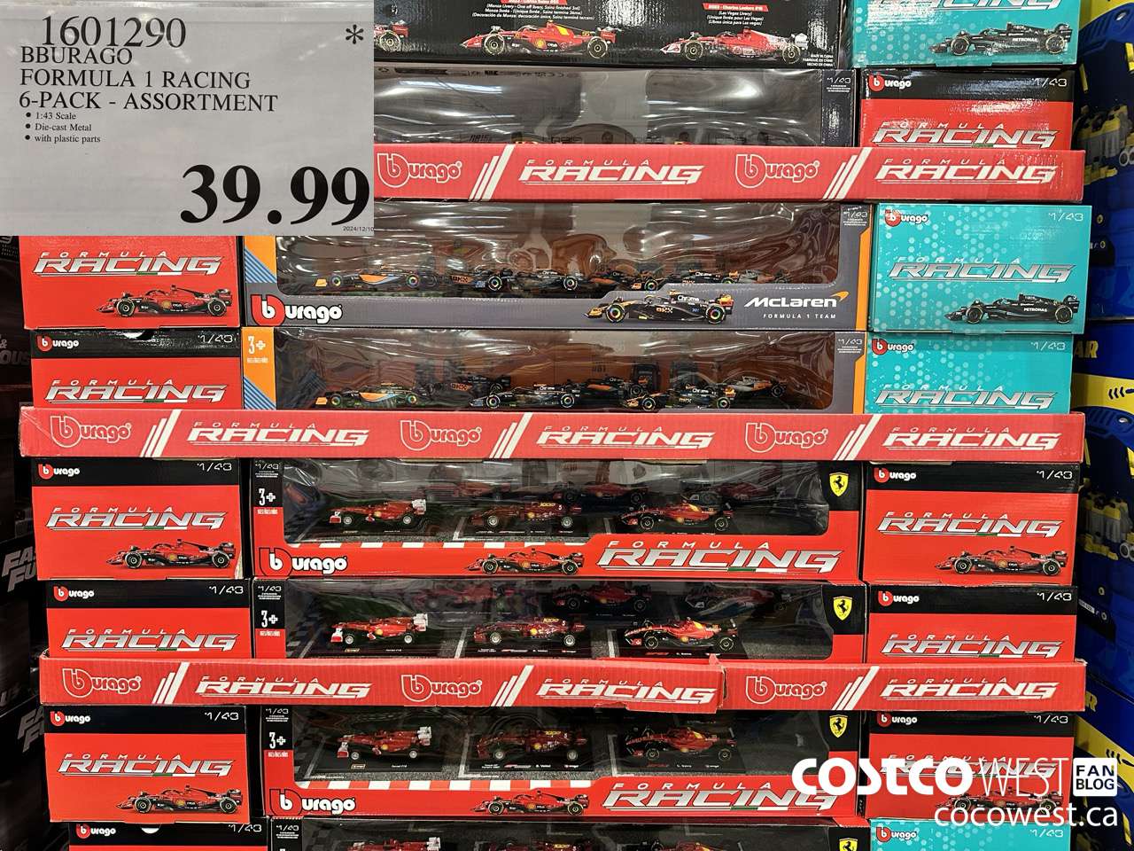 1601290 BBURAGO 1:43 SCALE F1 DIE CAST SET 6PK $39.99