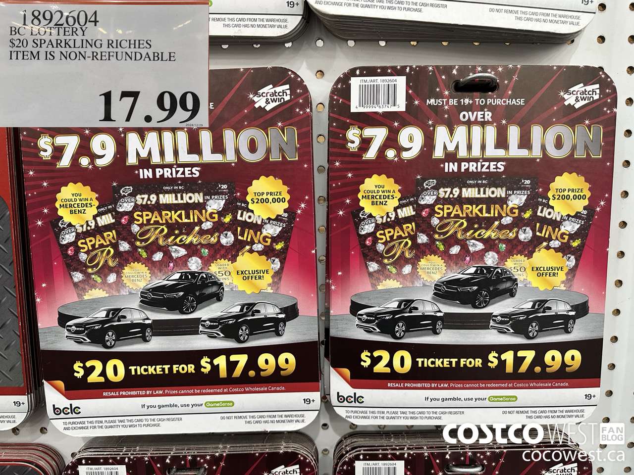 1892604 BC LOTTERY $20 SPARKLING RICHES ITEM IS NON-REFUNDABLE $17.99