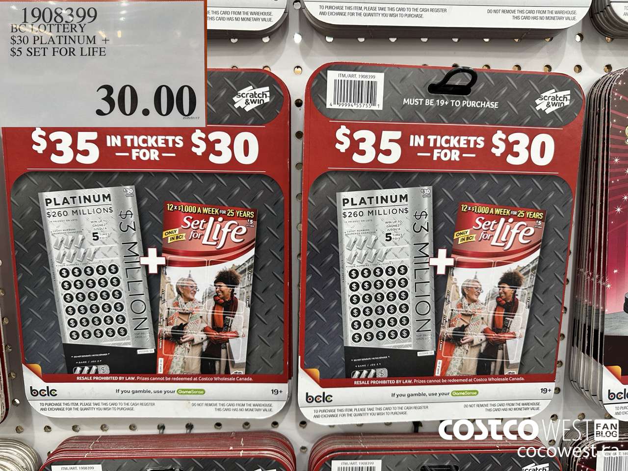 1908399 BC LOTTER $30 PLN+$5 SET FOR LIFE ITEM IS NON-REFUNDABLE $30.00