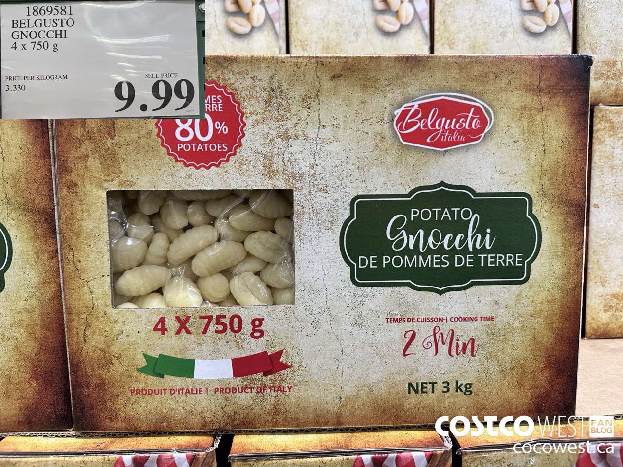 1869581 BELGUSTO GNOCCHI 4 X 750G $9.99