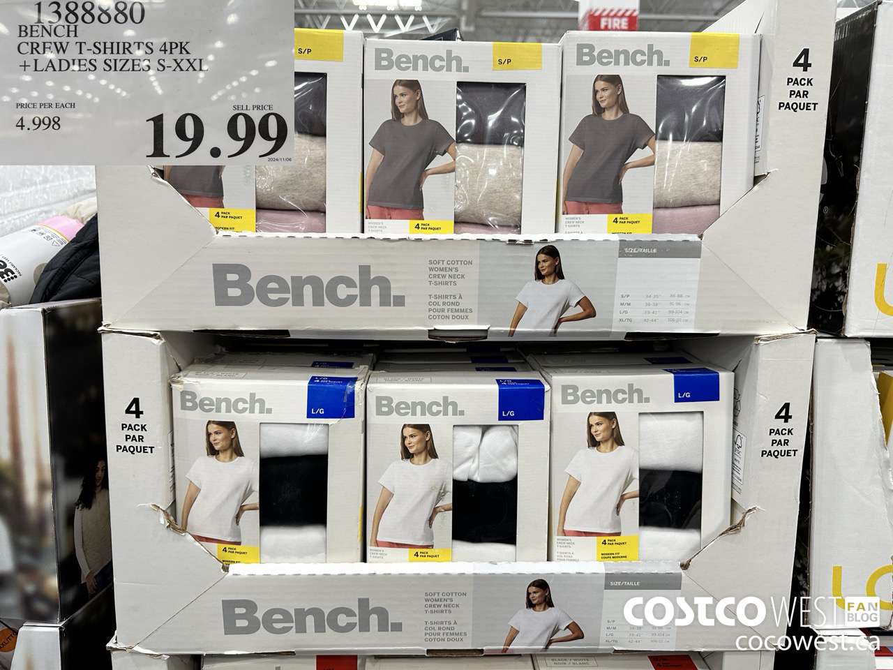 1388880 BENCH CREW TSHIRT 4PK LADIES SIZE S-XL $19.99