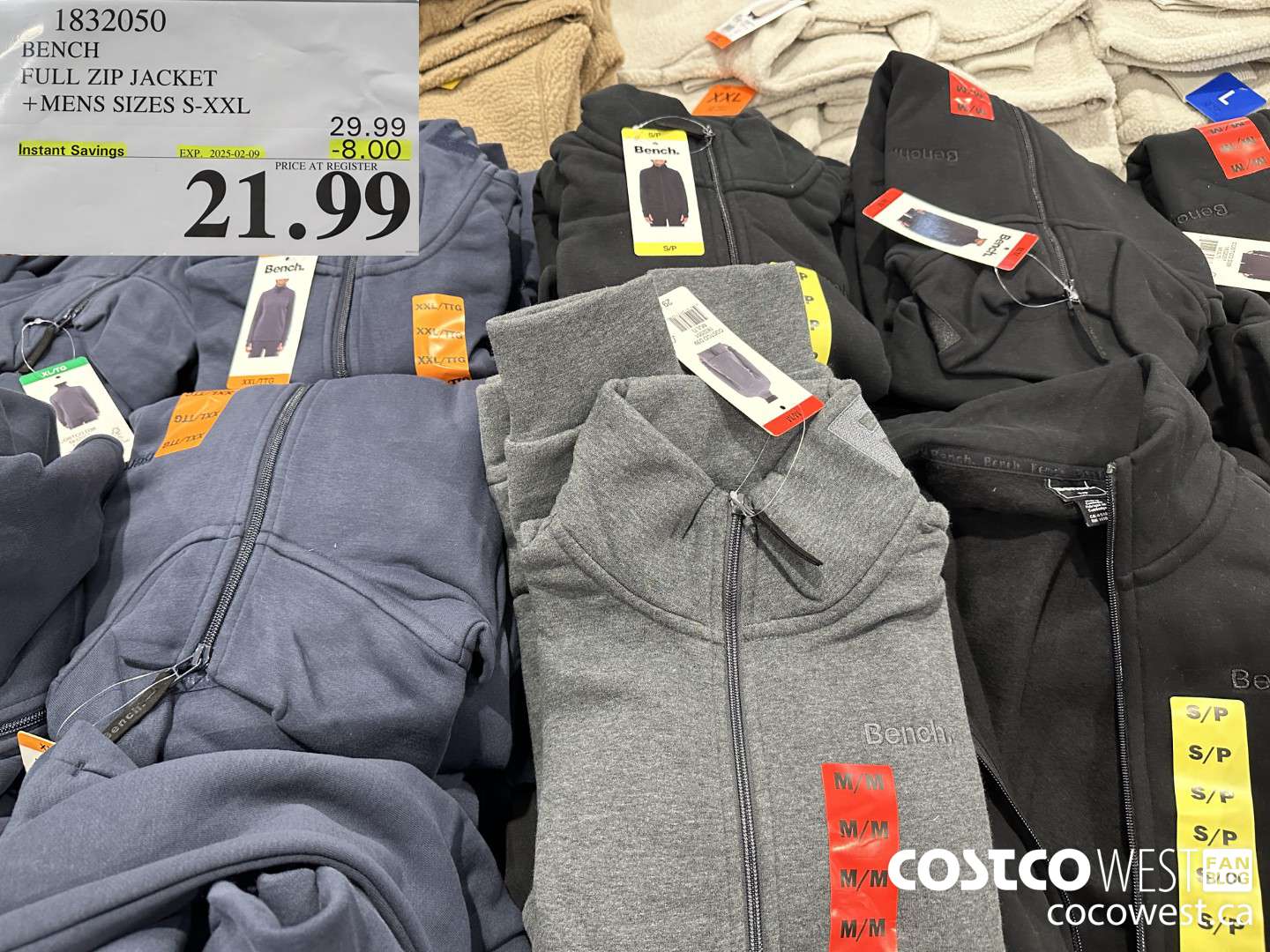 1832050 BENCH FULL ZIP JACKET MENS SIZES S-XXL ($8.00 INSTANT SAVINGS EXPIRES ON 2025-02-09) $21.99