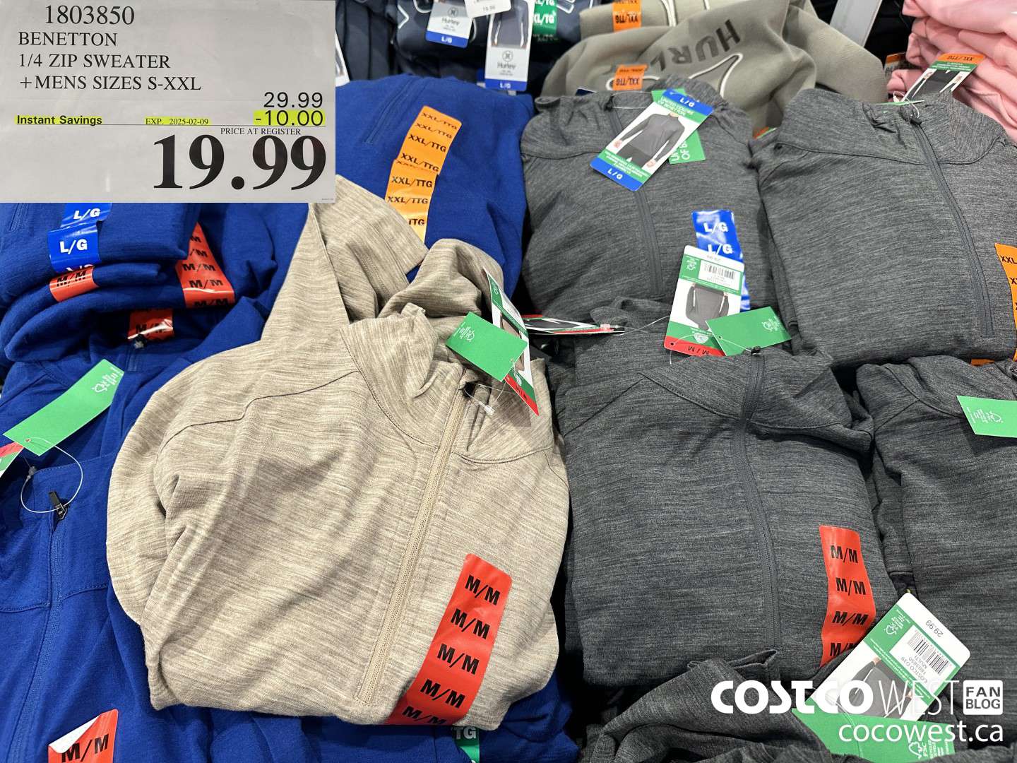 1803850 BENETTON 1/4 ZIP SWEATER MENS SIZES S-XXL ($10.00 INSTANT SAVINGS EXPIRES ON 2025-02-09) $19.99