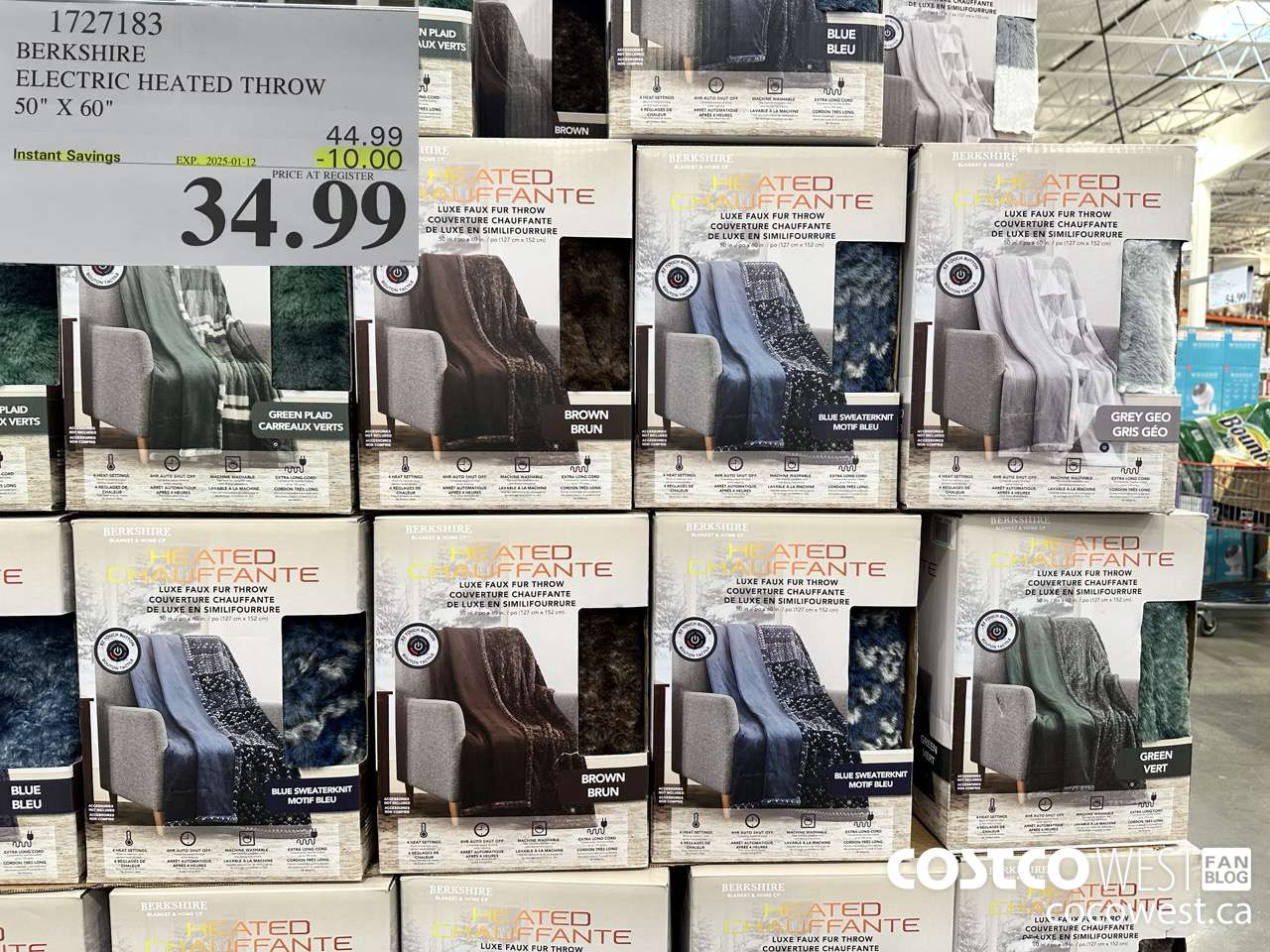 1727183 BERKSHIRE ELECTRIC HEATED THROW 50