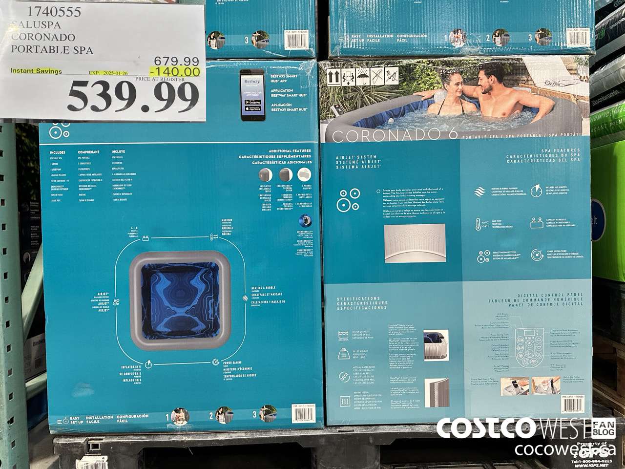 1740555 BESTWAY PORTABLE SPA CORONADO ($140.00 INSTANT SAVINGS EXPIRES ON 2025-01-26) $539.99