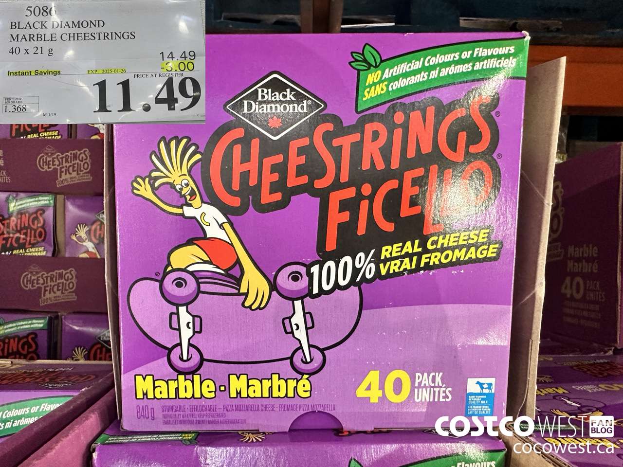 5086 BLACK DIAMOND MARBLE CHEESESTRINGS 40 x 21 g ($3.00 INSTANT SAVINGS EXPIRES ON 2025-01-26) $11.49