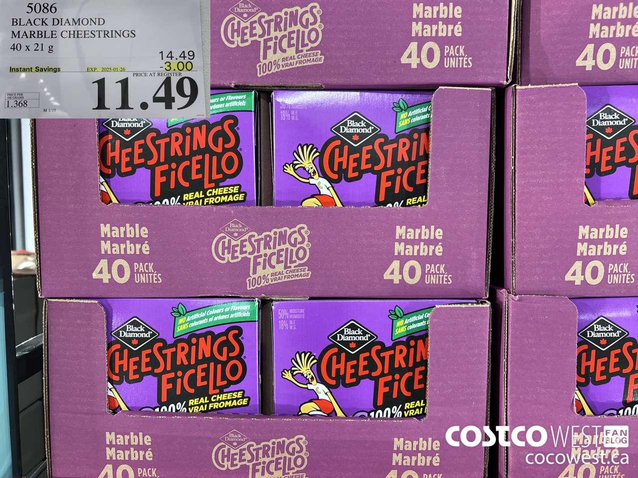 5086 BLACK DIAMOND MARBLE CHEESESTRINGS 40 x 21 g ($3.00 INSTANT SAVINGS EXPIRES ON 2025-01-26) $11.49