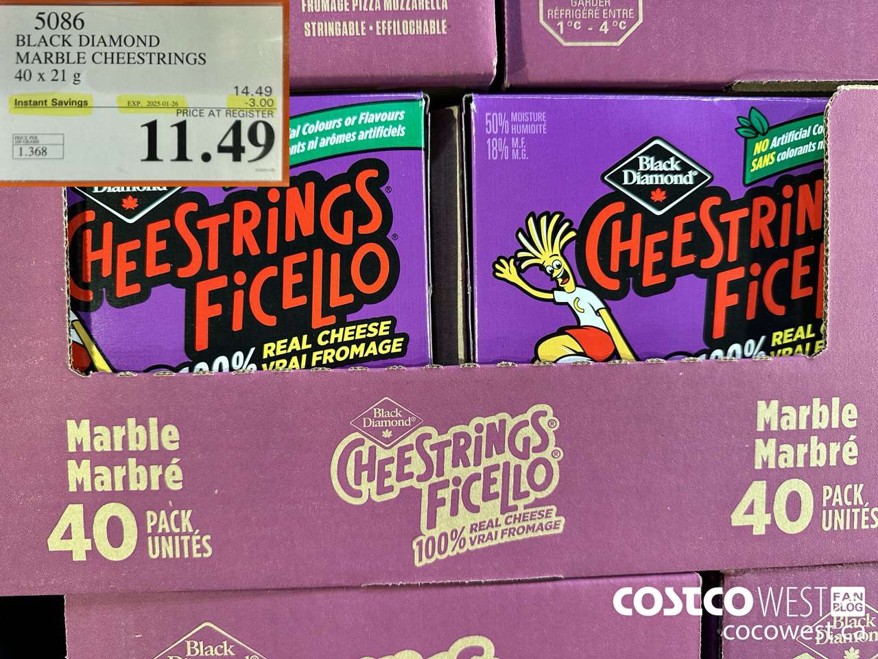 5086 BLACK DIAMOND MARBLE CHEESESTRINGS 40 x 21 g ($3.00 INSTANT SAVINGS EXPIRES ON 2025-01-26) $11.49