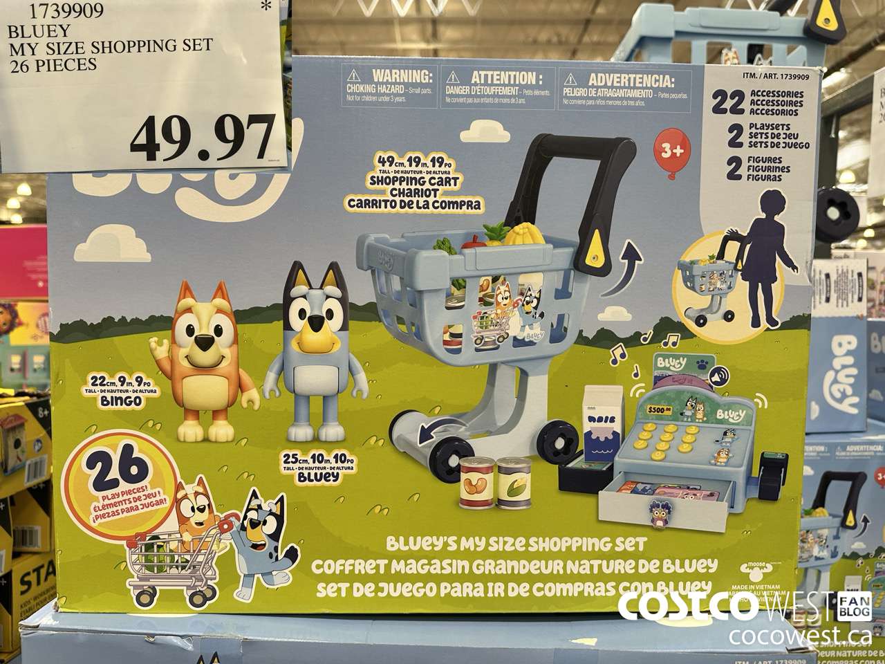 1739909 BLUEY MY SIZE SHOPPING SET 26 PLAY PIECES $49.97
