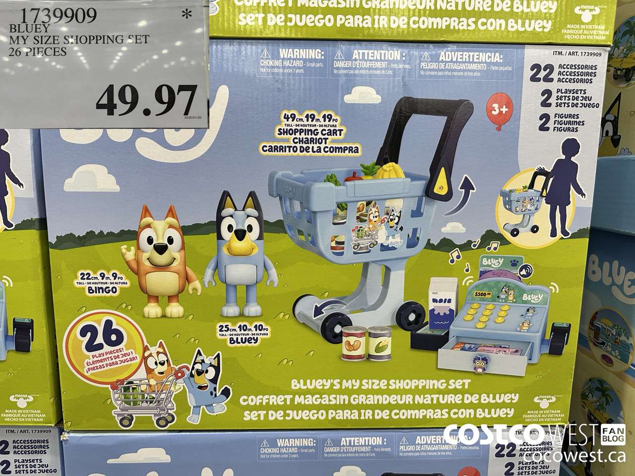 1739909 BLUEY MY SIZE SHOPPING SET 26 PLAY PIECES $49.97